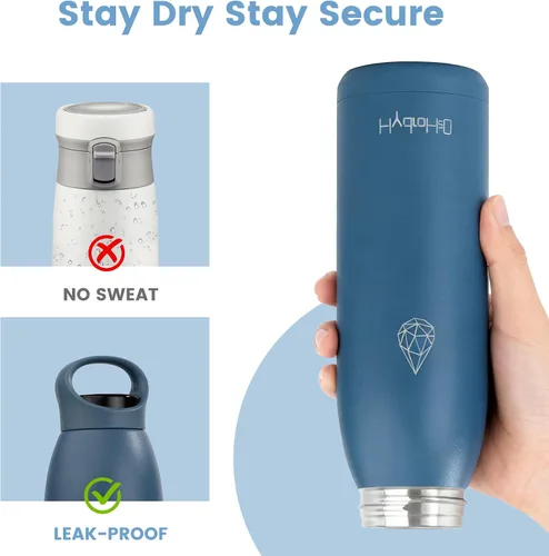Miniatura 4 de Botella de agua de acero inoxidable aislada de 32 onzas con asa, botella de agua deportiva de doble pared a prueba de fugas, sin BPA, mantiene