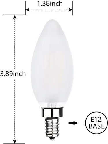 Miniatura 4 de Bombilla de candelabro E12 de 4000 K, luz diurna, blanca, regulable, bombilla LED E12, equivalente a 40 W, bombilla Edison tipo B, bombilla