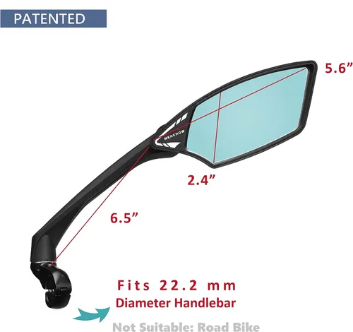 Miniatura 7 de Nueva lente de vidrio resistente a los arañazos, espejo de bicicleta para manillar, espejo retrovisor seguro giratorio, espejo de bicicleta