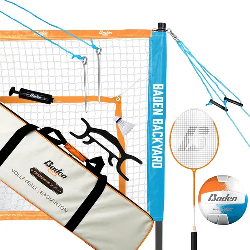 Miniatura 7 de BadenBaden Champions Volleyball Badminton Combo Set Naranja/Azul (Nuevo Modelo)
