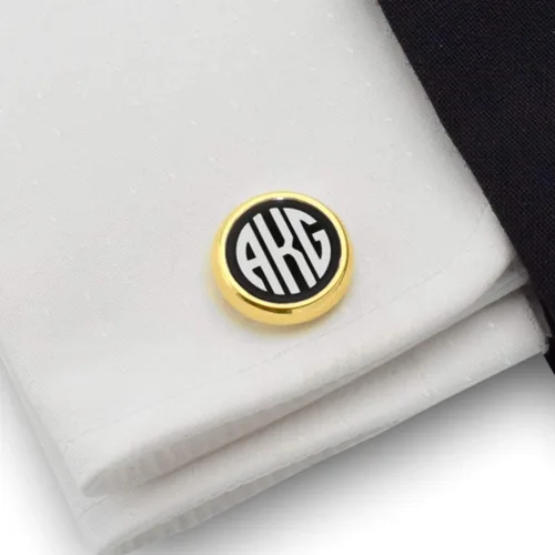 Miniatura 6 de Gemelos de oro personalizados - Gemelos con monograma grabados - Gemelos con monograma grabados - Regalo de novio de boda o padrinos de boda gemelos