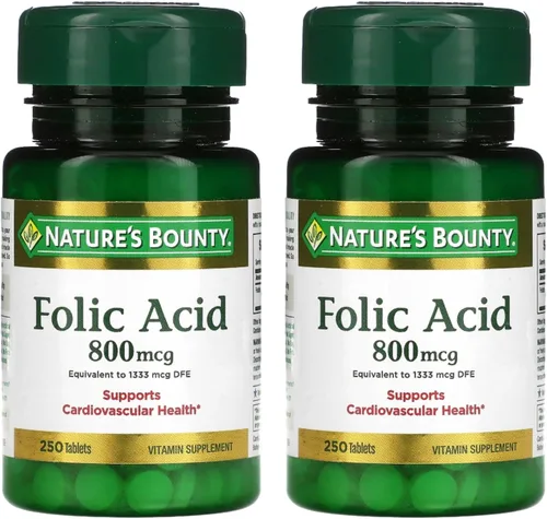 Miniatura 11 de Nature's Bounty Suplemento de Ácido Fólico, Apoya la Salud Cardiovascular, 800 mcg, 250 Tabletas