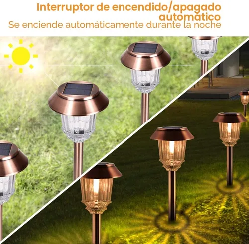 Miniatura 2 de XMCOSY Luz solar de camino – Set de luces LED de paisaje automáticas (2 unidades), cubierta de cristal impermeable, brillo, luz blanca cálida