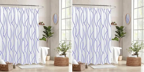 Miniatura 31 de Biscaynebay Cortina de baño de tejido texturizado con estampado dinámico Gris Plata