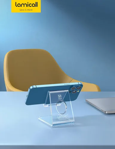 Miniatura 7 de Lamicall Soporte para teléfono celular, accesorios de escritorio - Soporte transparente para teléfono celular de oficina, soporte acrílico