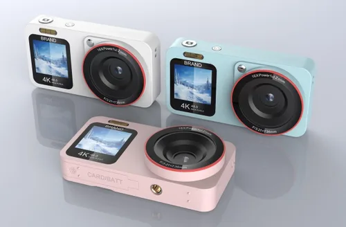 Miniatura 2 de Cámara digital FHD 4K con pantalla dual de 64 GB, tarjeta SD de 64 GB, 2 baterías, zoom 18X, cámara recargable portátil antivibración para niños