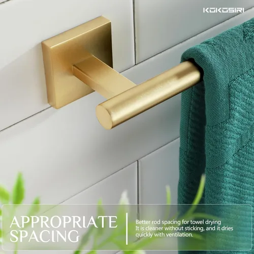 Miniatura 4 de Toallero de baño KOKOSIRI de 32" para cocina y baño, barras de toalla de 32 pulgadas, acero inoxidable cepillado dorado B4005BG-L32 Oro cepillado
