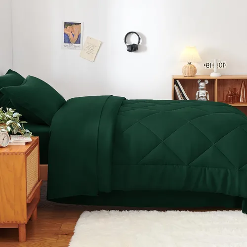 Miniatura 201 de CozyLux Juego de edredón tamaño King, color naranja quemado, toda la ropa de cama en una sola bolsa, 7 piezas: edredón, fundas de almohada