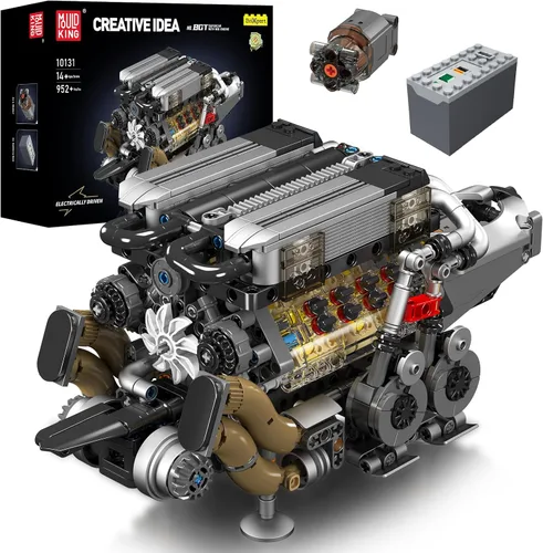 Miniatura 8 de Mould King 10087 MOC Technique (L4) Kit de bloques de construcción de motor de gasolina serie cuatro cilindros, kit de bloques de abrazadera