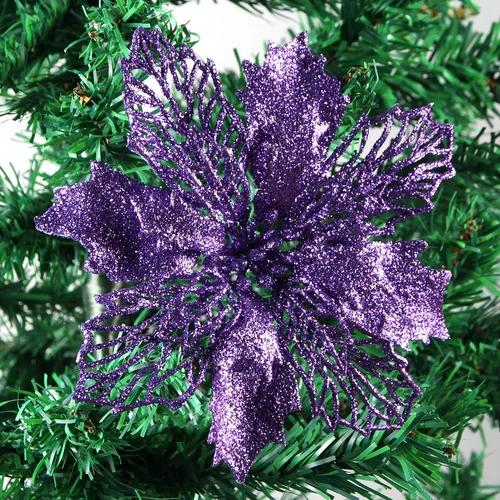 Miniatura 2 de Decoraciones de Navidad de Pascua con purpurina para árbol de Navidad (12 unidades) (morado)