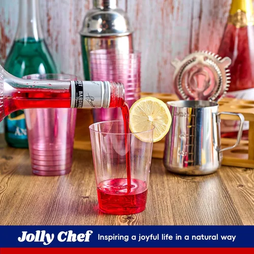 Miniatura 3 de JOLLY CHEF Vasos de plástico morados de 10 oz, paquete de 100 vasos de fiesta tumblers, vasos desechables de plástico morado con purpurina