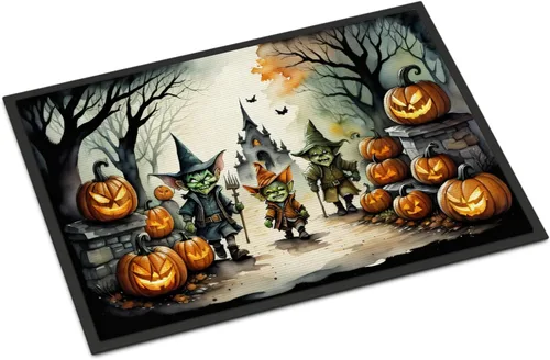 Miniatura 31 de Caroline's Treasures DAC2223MAT - Felpudo espeluznante de Halloween con gato negro de 18 x 27 pulgadas, tapete para puerta delantera