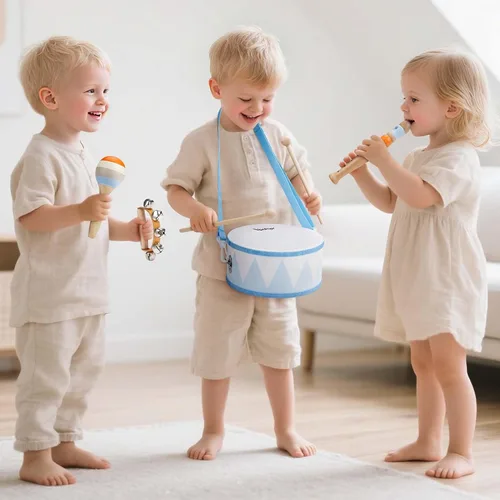 Miniatura 3 de Juego de batería para niños - Juguetes para niños de 2 y 3 años, regalos de cumpleaños para niños - Instrumentos musicales Montessori de madera