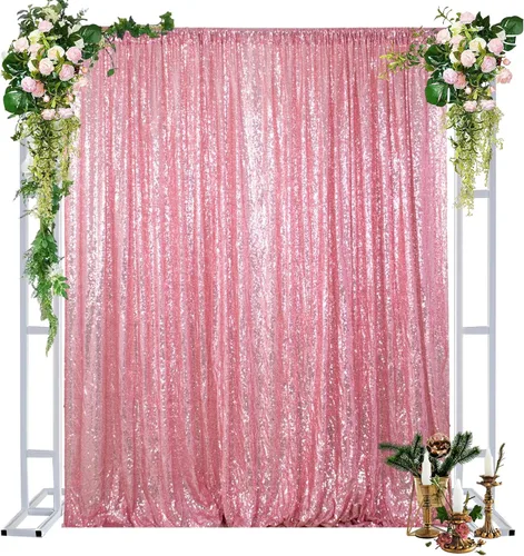 DUOBAO Telón de fondo de lentejuelas, oro rosa de 4 x 8 pies, material premium, sin costuras, elegante y brillante, telón de fondo personalizado con