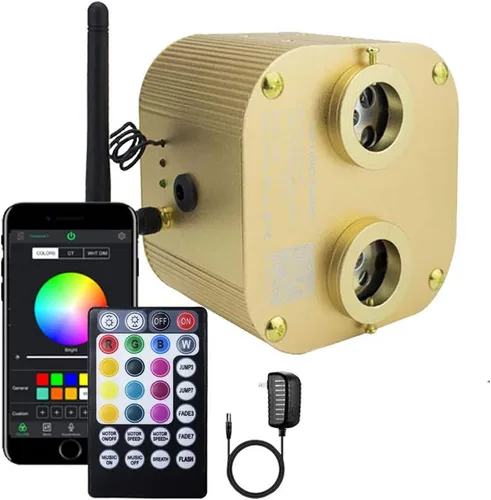 Miniatura 7 de AZIMOM Fuente de Luz de Fibra Óptica Centelleante de Alta Luminosidad 50W Motor Driver de Caja de Luz RGBW Control Remoto Bluetooth/RF Modo Sensor