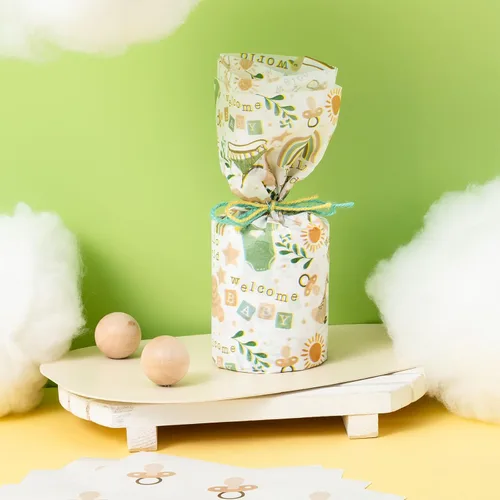 Miniatura 6 de LeZakaa 60 hojas de papel de seda para baby shower con 30 calcomanías de regalo, papel de seda para bebé niño niña a granel, diseño de arcoíris