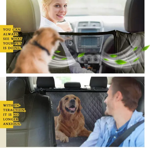 Miniatura 2 de Vailge Funda de asiento de automóvil para perro, 100% impermeable, funda para asiento trasero para perros con ventana de malla, evita arañazos, Negro