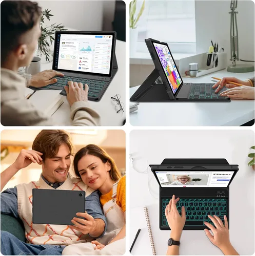 Miniatura 2 de JUQITECH Funda de teclado retroiluminada para Samsung-Galaxy-Tab A8 10.5 2022, funda magnética fuerte para libros, funda suave desmontable teclado