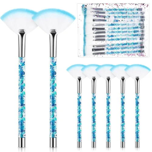 Nuenen 12 cepillos faciales suaves para abanicos, aplicadores de ácido para barro, crema, rubor, maquillaje, cáscara, glicólico, multiuso, Azul