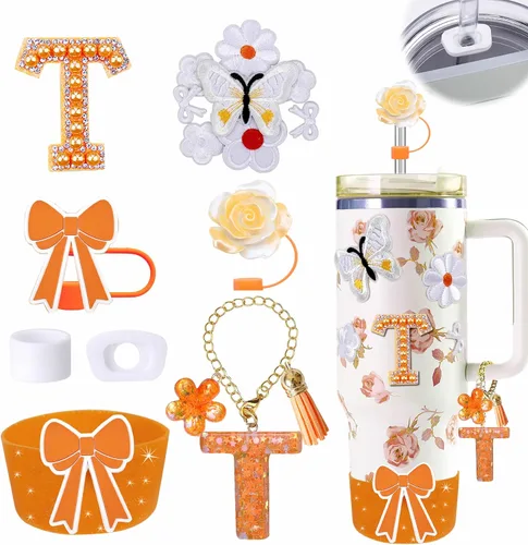 Miniatura 60 de 15 piezas de set de accesorios para vaso Stanley Cup 30oz 40oz con asa, incluye cubierta de pajita de silicona y bota, encanto de asa, encantos
