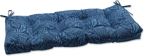 Miniatura 14 de Pillow Perfect Cojín para banco/columpio con diseño capitoné para exteriores/interiores, 56 x 18 pulgadas, azul