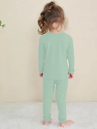 Miniatura 49 de GUISBY Conjunto de pijama de rayón de bambú para niños y niñas, ajuste cómodo, para uso diario, conjunto de pijama de 2 piezas