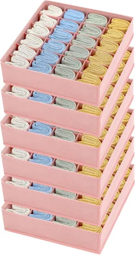 Miniatura 21 de Joyoldelf Organizador de cajones para calcetines, organizador de ropa interior, organizador de 16 celdas de tela, cajas de almacenamiento para Gris