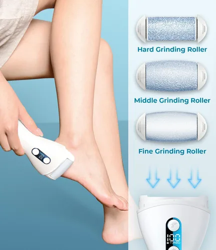 Miniatura 3 de Removedor de callos de pies para pies, herramienta de pedicura recargable IPX7 impermeable para pies, 2 velocidades y limpiador electrónico Turbo
