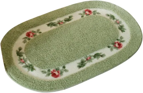 Miniatura 11 de Tapete de estilo rural con diseño floral, suave, antideslizante, bordado, ovalado, tapete para baño, ducha, dormitorio, sala de estar