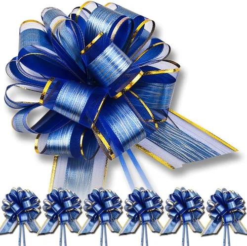 OPSFALCON 6 piezas de lazos grandes con diseño floral azul para tirar, lazos para envolver regalos, bodas, cumpleaños, Navidad, día de San Valentín,