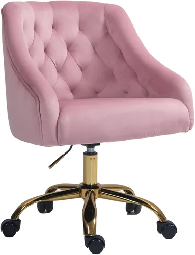 Miniatura 21 de Silla de trabajo cómoda para oficina en casa con ruedas, linda silla de escritorio giratoria ajustable de tocador moderna tapizada en terciopelo