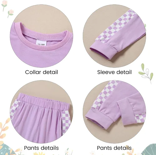 Miniatura 2 de SANMIO Conjunto de ropa para niña pequeña, camisa de manga con volantes, pantalón floral con diadema, 3 piezas, conjunto de ropa para bebé niña 1-5T