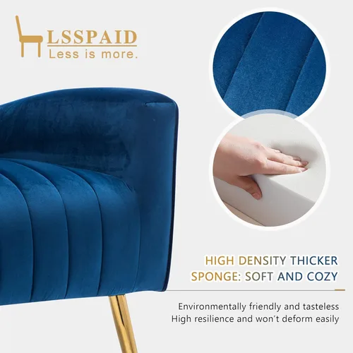 Miniatura 6 de LSSPAID Juego de 1 sillas decorativas de terciopelo, tapizadas de tela moderna, sillas para sala de estar, sillones con respaldo de ala y patas