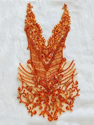 Miniatura 4 de Apliques de diamantes de imitación hechos a mano para coser en cuentas, parches de recorte, accesorios para vestido de novia, parche de encaje