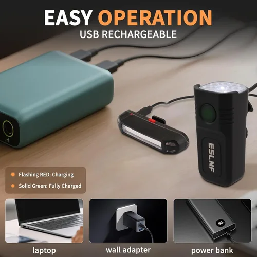 Miniatura 4 de Bike Light for Night Riding, 2000LM/1000LM Bicycle Headlight & Taillight, Multiple Modes,3000mAh/2000mAh USB C Rechargeable Waterproof LED Bright