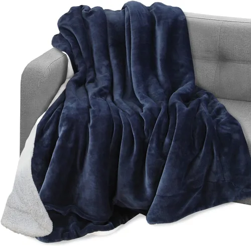 Miniatura 15 de Elegant Comfort Manta reversible de franela sherpa, ultrasuave, mullida, acogedora y afelpada, manta decorativa ligera para todas las estaciones, 50