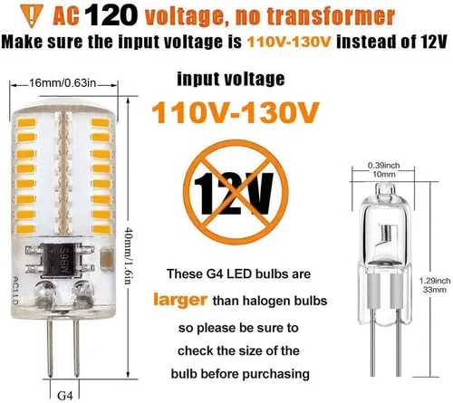 Miniatura 2 de ZHENMING Bombilla LED G4 de 110 V - 130 V, 120 V, regulable, 3 W (equivalente a halógeno de 20 W, 30 W), lámpara blanca fría de 6000 K