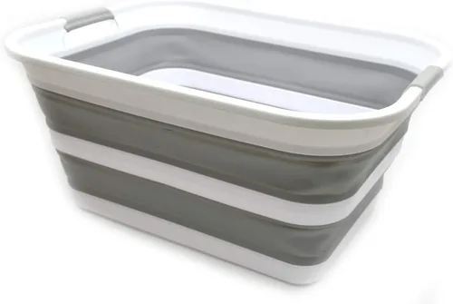 SAMMART Cesta plegable de plástico para la ropa sucia de 42 litros, contenedor de almacenamiento plegable y organizador, tina de lavado portátil,