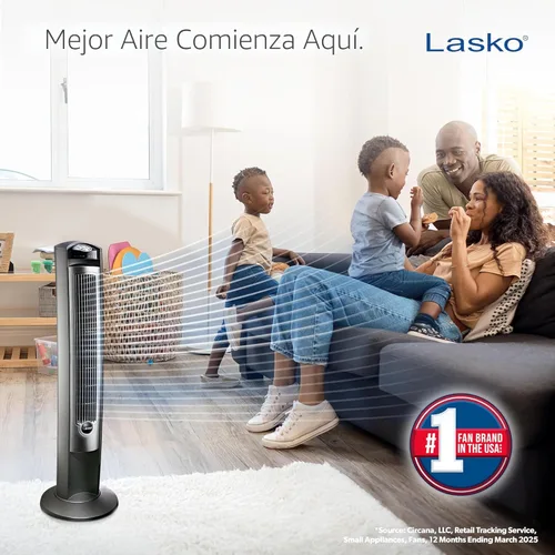 Miniatura 2 de Lasko Ventilador de torre oscilante con control remoto, ventiladores de piso silenciosos para dormitorio, 42 pulgadas, plateado T42951 Plata T42951