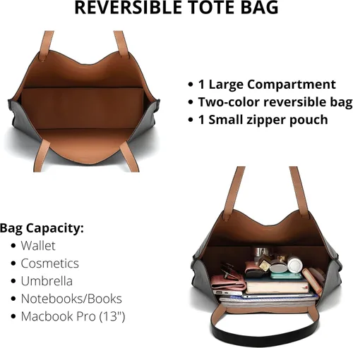 Miniatura 4 de Scarleton Leather Tote Bag for Women, Womens Purses and Handbags, Reversible Tote Bags for Women, Purses for Women, H1842