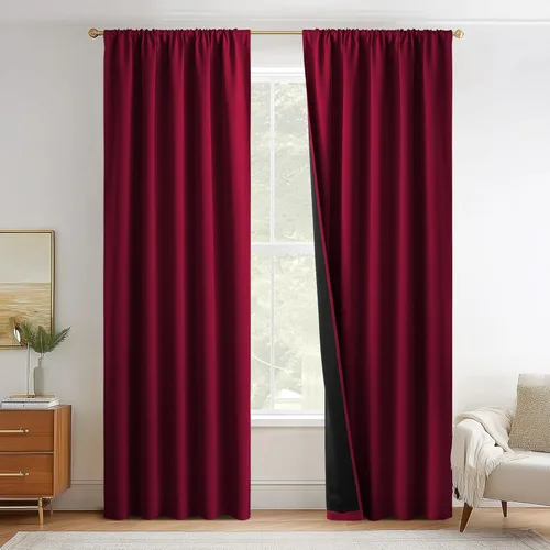 Miniatura 25 de NICETOWN Cortinas blancas 100% opacas, 2 capas gruesas completamente opacas con bolsillo para barra, cortinas aislantes térmicas para Blanco puro