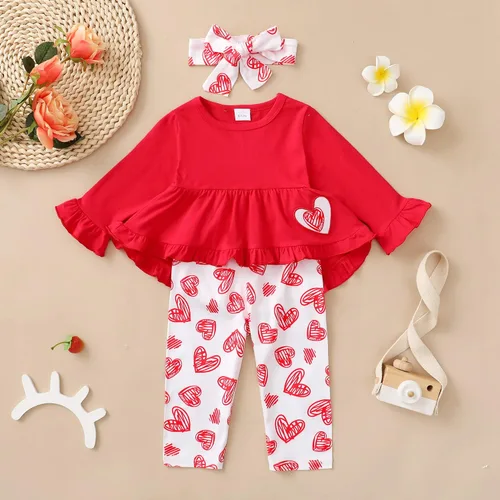 Miniatura 144 de Kucnuzki Conjunto de ropa para bebé niña pequeña, camisa de manga con volantes, pantalón floral, ropa de otoño e invierno para niña