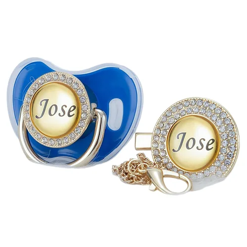 Miniatura 20 de Juego de Chupete y Clip con Nombre Personalizado Brillante - Binky Personalizado para Baby Shower, Recuerdo de Recién Nacido para Fotos Dorado
