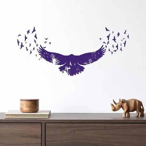 Miniatura 3 de Vinilo adhesivo para pared, diseño de pájaros de cuervo, estilo gótico, árboles, animales, naturaleza, decoración grande (1336ig), color negro, L