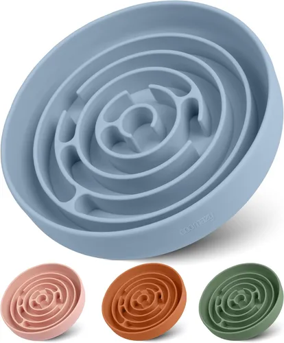 Miniatura 10 de Coomazy Cuencos de Alimentación Lenta para Perros, Cuenco de Silicona para Perros con Ventosas, Alimentador Lento y Diseño Antideslizante, Reductor