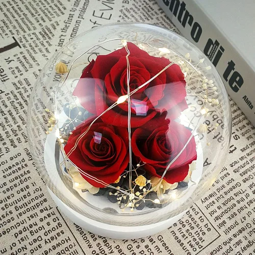 Miniatura 8 de Flor fresca hecha a mano, rosa eterna Rojo brillante
