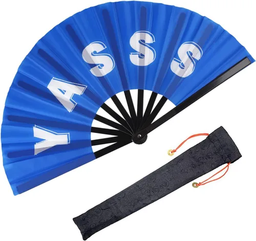 Ventilador de mano plegable grande para hombres y mujeres, ventilador de estallido rave para baile de línea, ventilador de mano chino de Kung Fu Tai