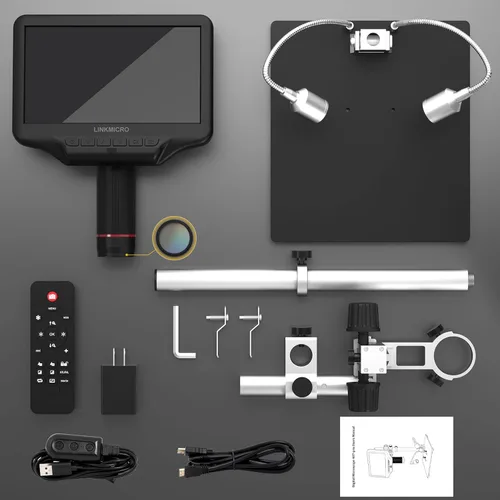 Miniatura 6 de Microscopio digital LM407 Pro HDMI para soldadura con soporte de brazo de pluma de 13 pulgadas, video UHD 2160P, cámara de microscopio electrónico