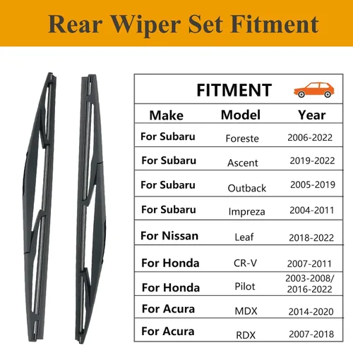Miniatura 2 de 2 limpiaparabrisas trasero para Infiniti QX50 QX70 2014-2017, Subaru Forester 2006-2022, Honda Pilot 2016-2022, Mazda 3 2019-2021, Acura MDX