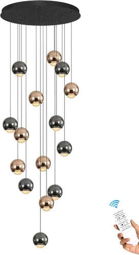 Miniatura 10 de ykolupty Candelabro de Escalera Moderna Lámpara Colgante de Cristal Luz de Candelabro Grande para Techos Altos Lámpara de Gota de Cristal Luz